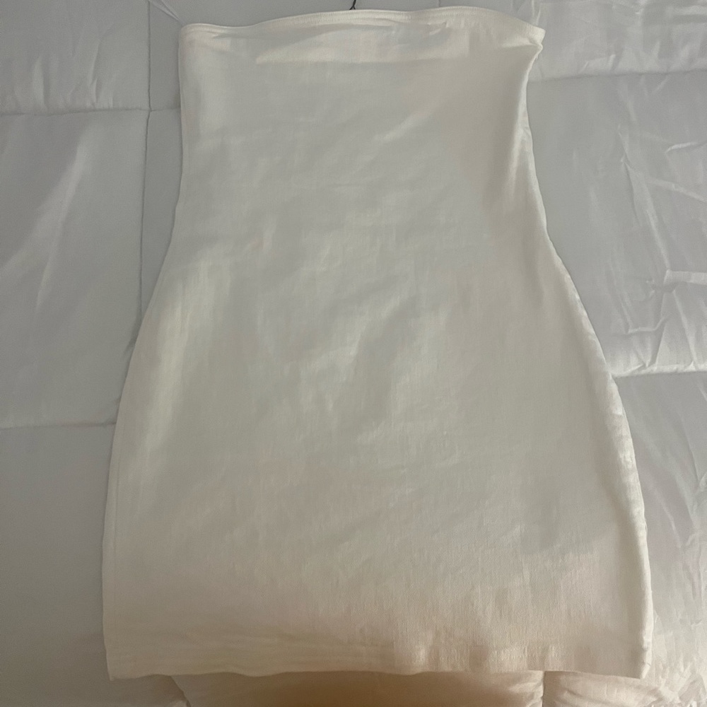 white strapless jean dress ZARA WITH TAG never worn SIZE S